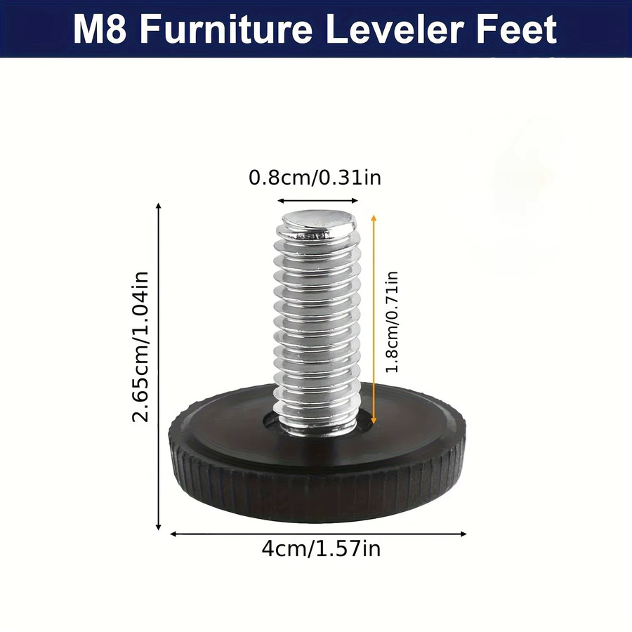 M8 Verstellbare Nivellierfüße in Schwarz mit 40mm Basis als Schwerlast-Möbelnivellierer für Schränke, Tische, Werkbänke und Maschinen - Bild 4