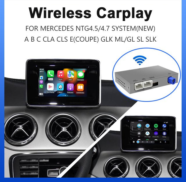 AUTOABC Drahtlose CarPlay und Android Auto Navigation für Mercedes Benz GLA CLA GLK SLK CLS W204 W176 W246 X204 C117 NTG4.5/4,7 Modelle 2011-2015 mit Bluetooth - Bild 1