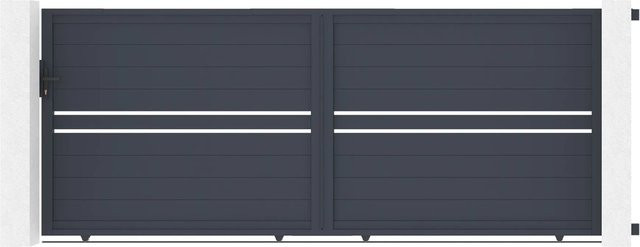 Casanoov Schiebetor Cimone aus Aluminium mit Ranger C300 Motorisierung in Anthrazit Grau, B: 397 cm, H: 160 cm - Bild 1