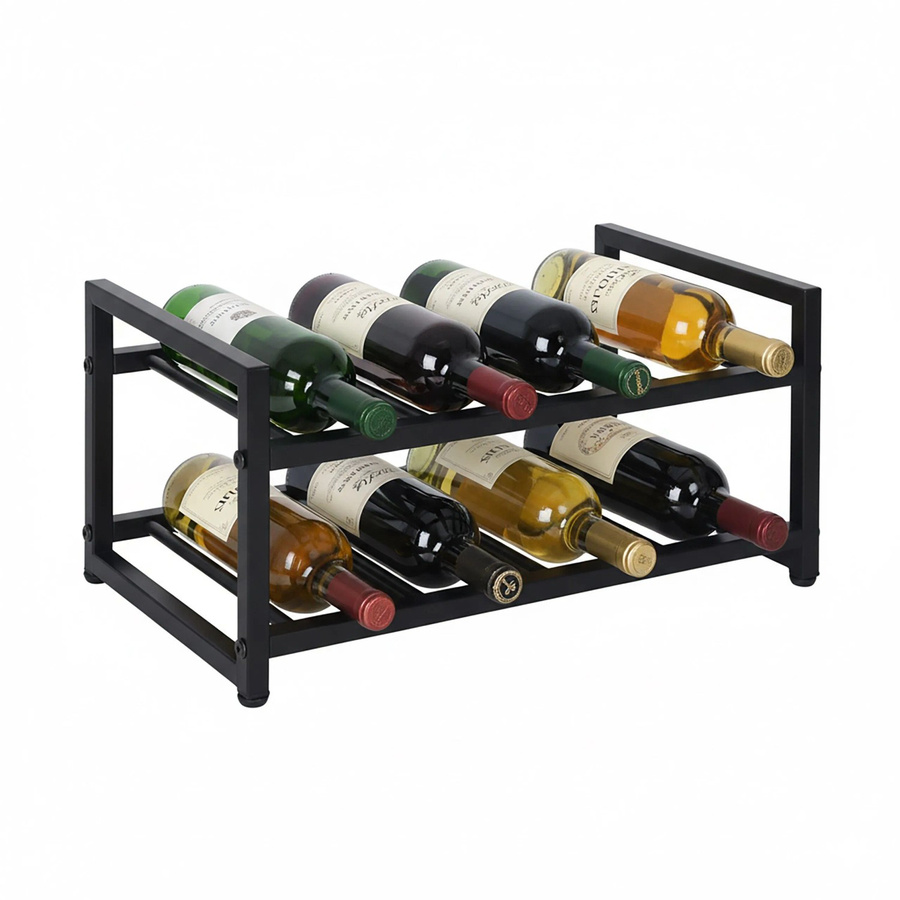 Relaxdays Weinregal aus Metall in Schwarz für 8 Flaschen, B/T/H: 21,5 x 42,5 x 24,5 cm - Bild 2