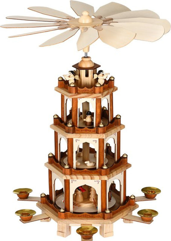 Spielwerk® Kerstpiramide XL in klassischem Holzdesign, Braun, Höhe: 60 cm, Breite: 20 cm, Tiefe: 20 cm - Bild 1