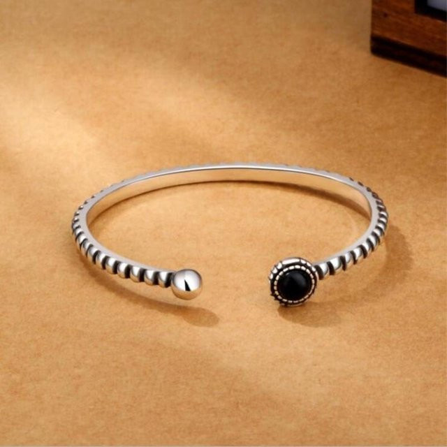 Armband 925 Sterling Silber, Schwarz, Edelstein, Damen - Bild 1