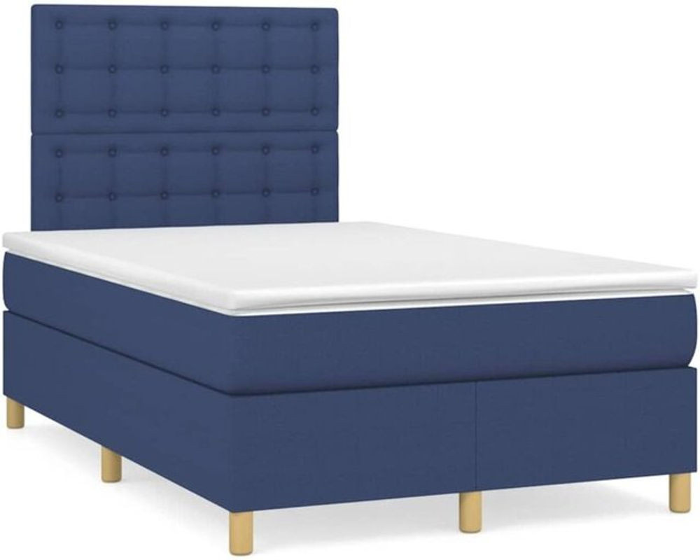 vidaxl Boxspringbett mit Matratze aus Stoff in Blau, B/T/H: 190 x 120 x 118 cm - Bild 1