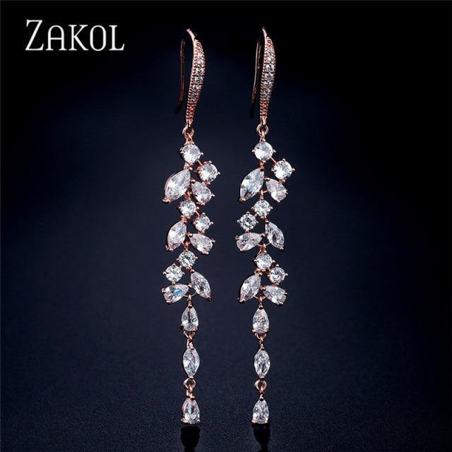 YIRAN Jewelry Ohrringe, Blatt, Tropfen, Zirkonia, Kristall, Schwarz, Damen - Bild 1