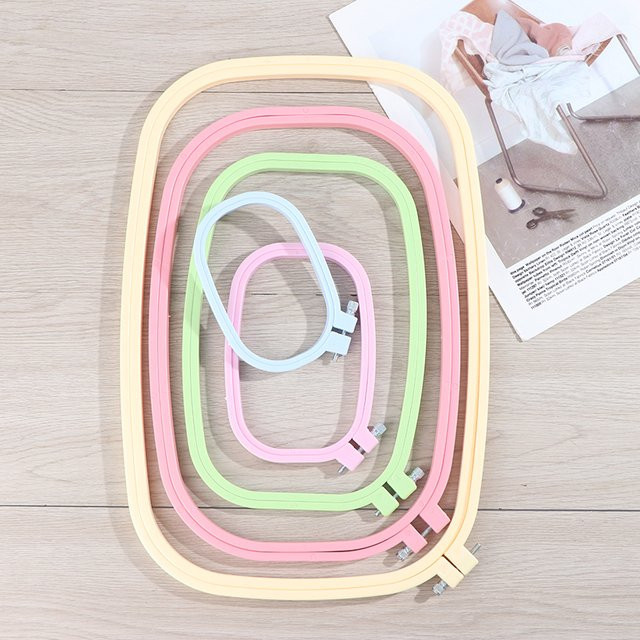 HUXUAN DIY Stickrahmen aus Kunststoff in quadratischer Form für Kreuzstich, Set mit 5 Größen, Mehrfarbig - Bild 1