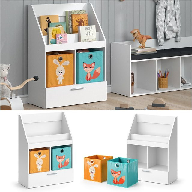 Vicco Kinderregal Luigi Weiß modern als Bücherregal und Spielzeugregal freistehend B/H: 72 x 96 cm - Bild 1