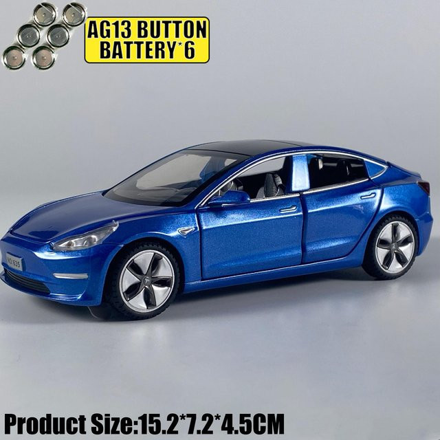 Linyi toy car Modell 3 Mittelklasse Luxuslimousine, Modellauto, 1:32, Metall, Blau, ab 18 Jahre - Bild 1