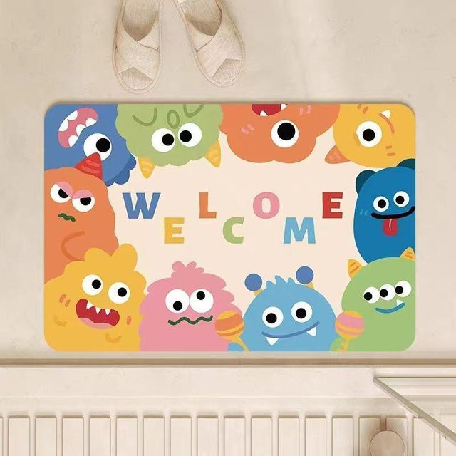 Schnelltrocknende Kieselgur Badezimmer Bodenmatte mit Cartoon-Tierdesign, rutschfest und saugfähig, B/T: 60 x 40 cm, Mehrfarbig - Bild 1