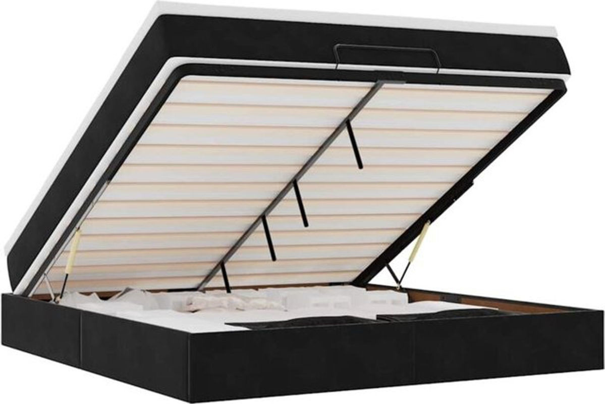 Vidaxl Ottoman Polsterbett mit Matratze aus Samt in Schwarz B/T/H: 180 x 200 x 23,5 cm - Bild 1