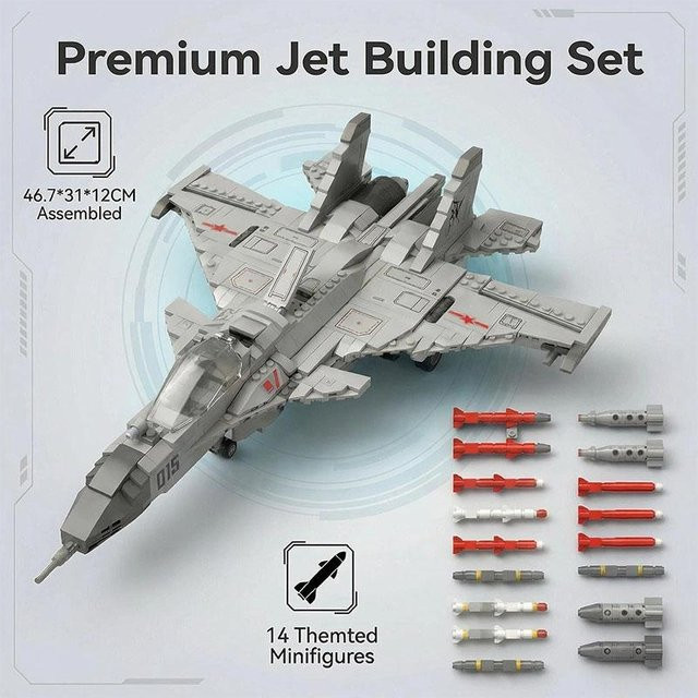 Linyi toy J-15 Jäger Düsenflugzeug, Bausteine, 46,7 cm, ab 6 Jahren - Bild 1