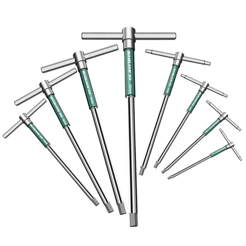 Torx-Schraubendreher Set in T-Form mit verschiedenen Größen von 2 mm bis 10 mm, silberfarbener Chromschlüssel für Handarbeit - Bild 4