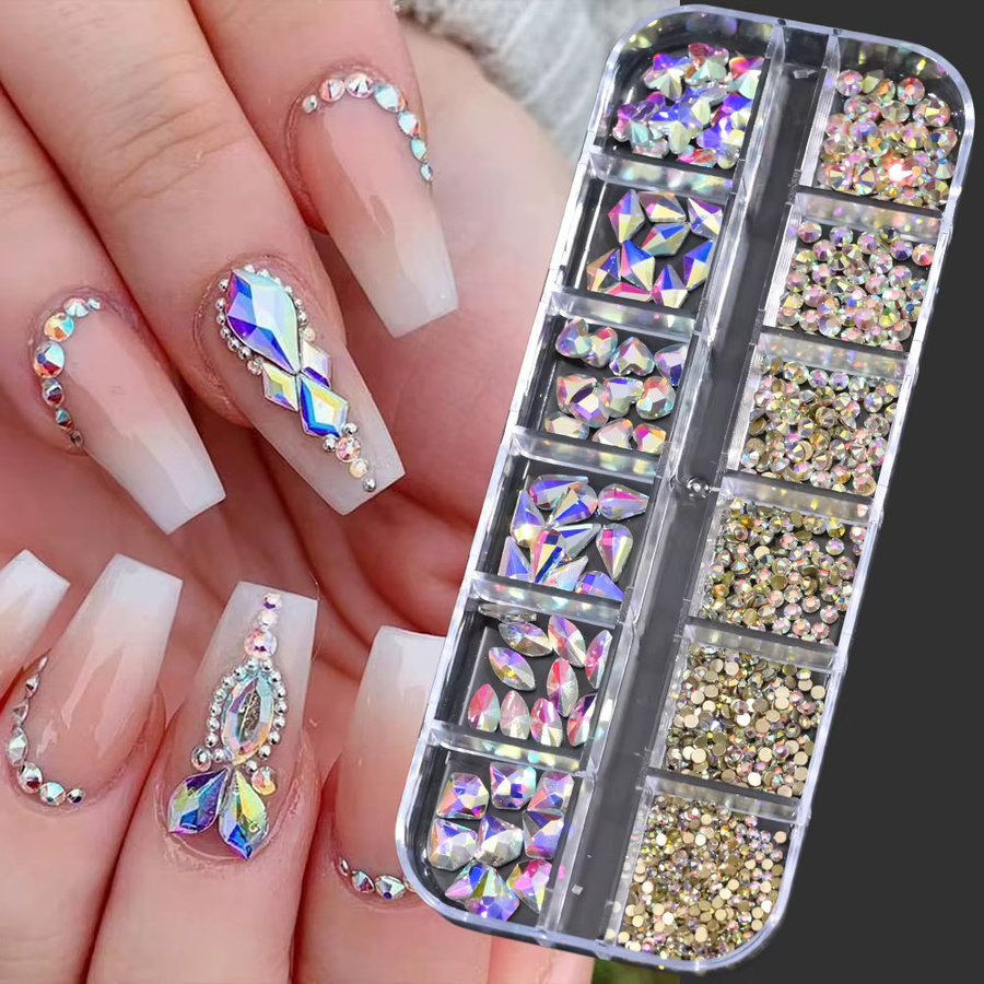 MAFANAILS Kristall Nail Art Strasssteine, rosa/rot, glänzend - Bild 3