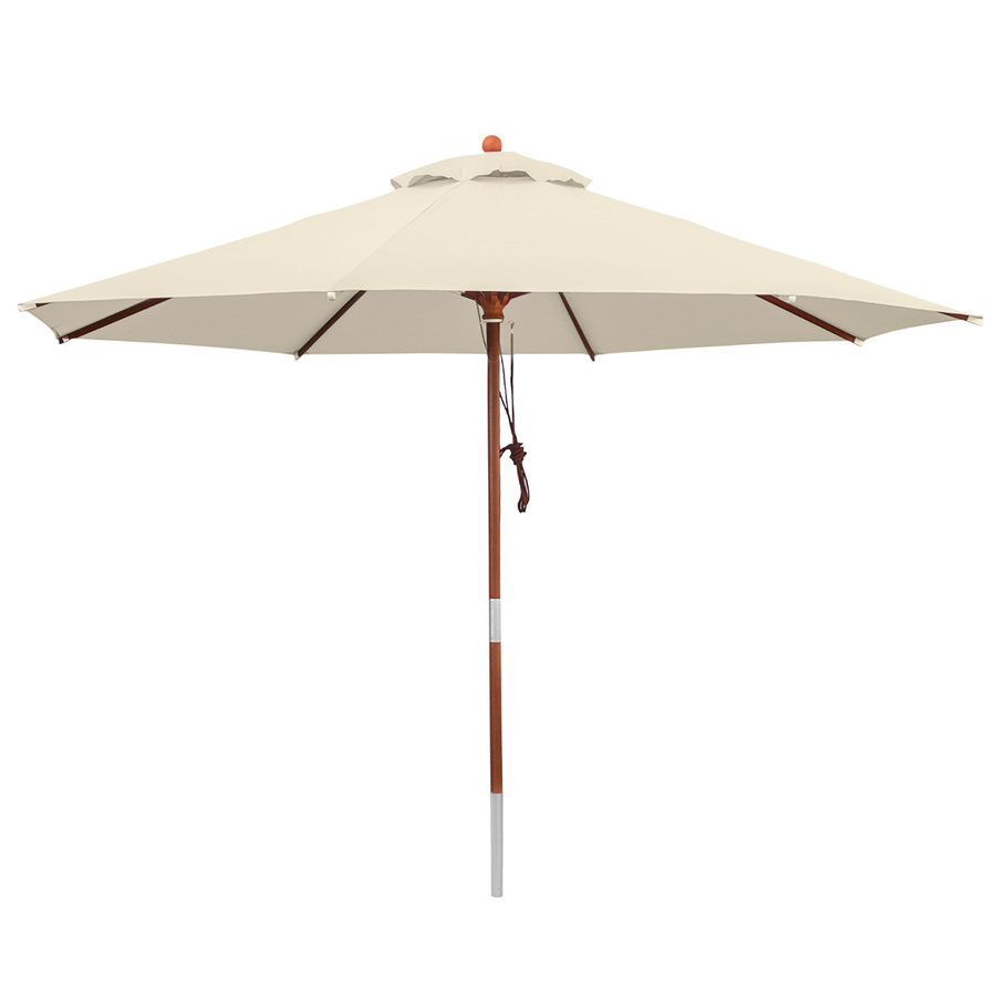 anndora Sonnenschirm Natural rund mit Winddach aus Teakholz und Polyester, Durchmesser: 300 cm, UV-Schutz UPF 50+ - Bild 1