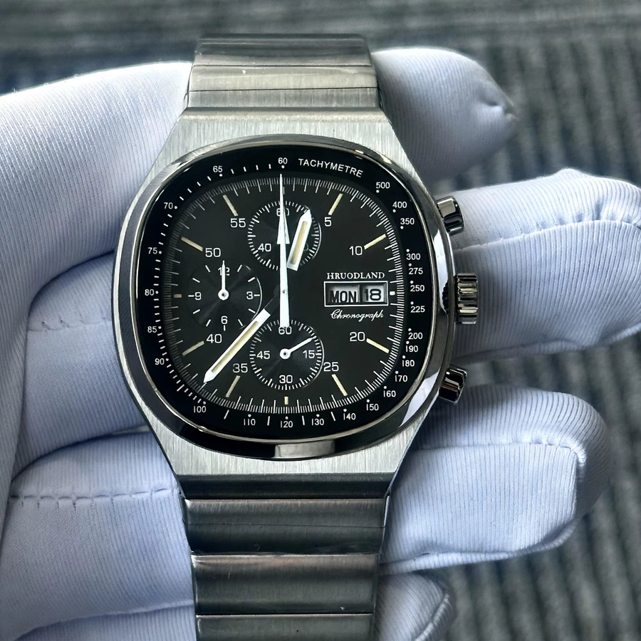 Hruodland Chronograph, Quarz, Edelstahl, Saphirglas, Schwarz, Herren - Bild 3