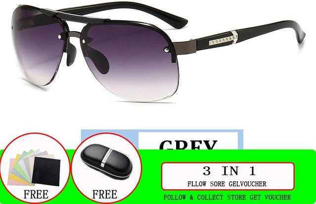 YM01-FASHION Sonnenbrille Herren, randlos, Aviator, black, grey, yellow, gold - Bild 1
