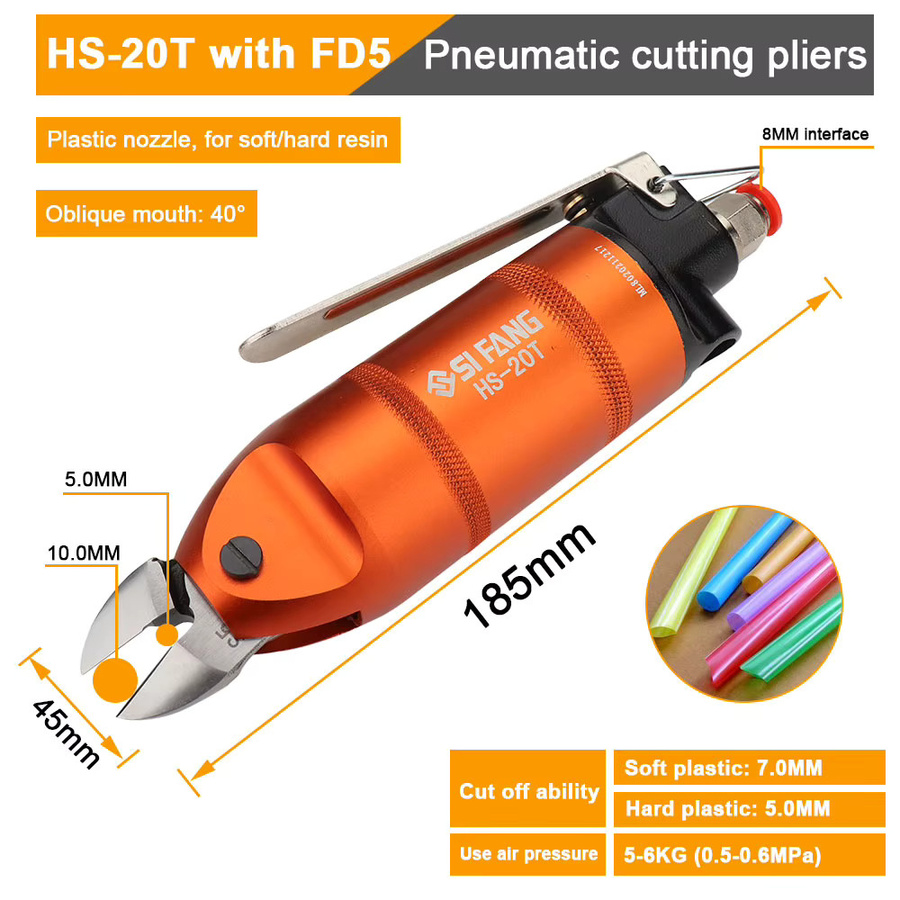 NuoDunco HS-20 Air Nipper Pneumatische Scherenschneidezange in Orange zum Schneiden von Kunststoff und Kupferdrähten - Bild 3