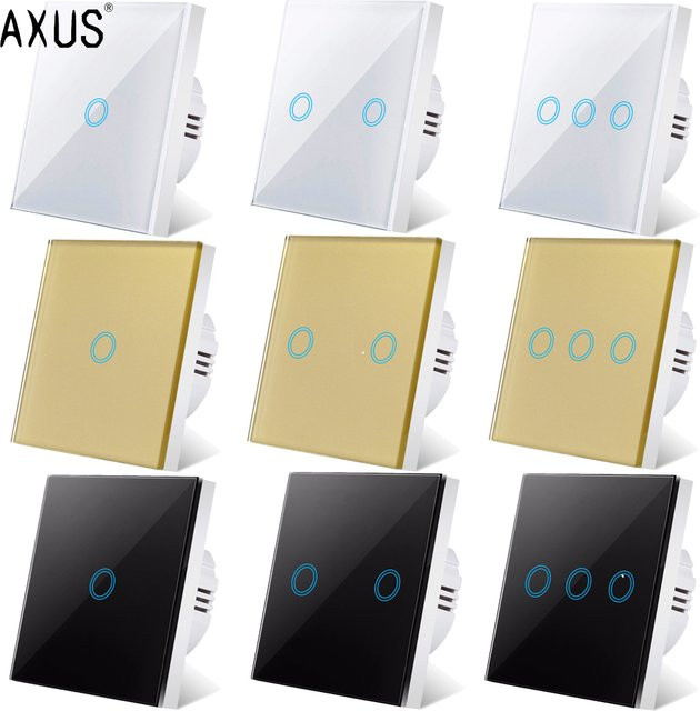 AXUS Wandlicht Touch Schalter aus gehärtetem weißem Kristallglas für EU AC100-240V - Bild 1