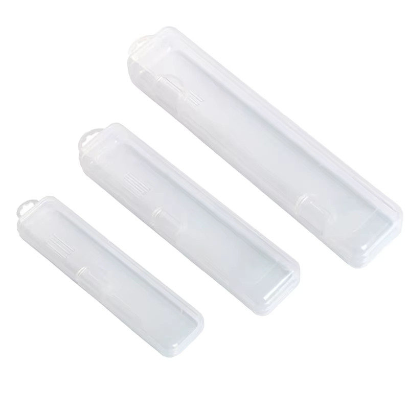 Tragbare transparente Kunststoff-Aufbewahrungsbox mit Haken für Besteck, Essstäbchen oder Make-up-Pinsel - Bild 6