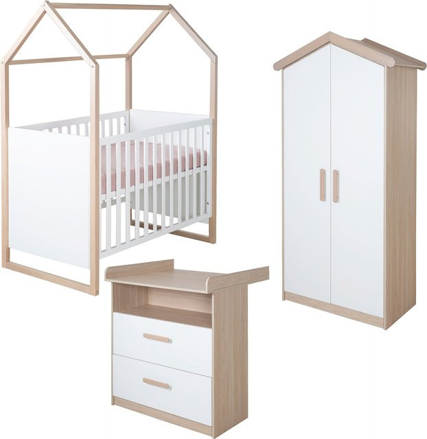 Roba 3-tlg. Babyzimmer Set Cabane in Weiß und Eiche - Bild 1