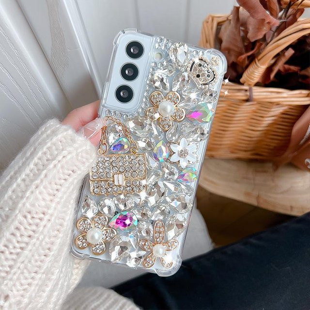 Luxus Strass Handyhülle mit Diamant-Optik für Samsung Galaxy und Huawei P20 Pro in Violett - Bild 1