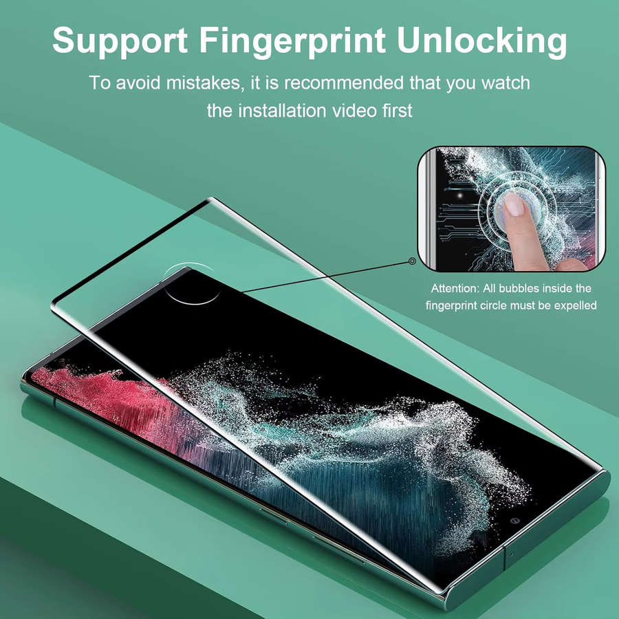 Displayschutzfolie aus gehärtetem Glas für Samsung Galaxy S22 Ultra, transparent, 1/4 Stück - Bild 3