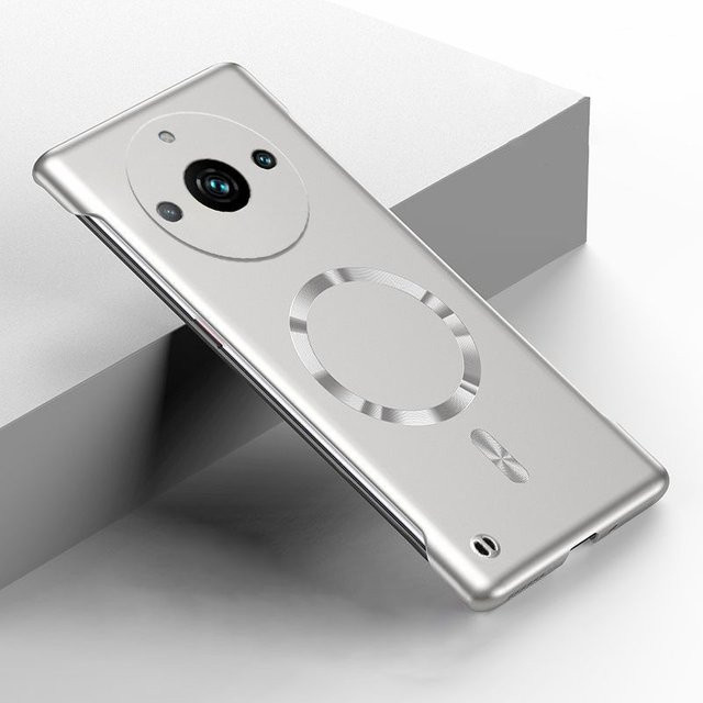LYYDFUMAN Magnetische Handyhülle für Realme GT NEO 2 3 3T 10 11 12 13 Pro Plus, Ultradünne Rahmenlose Metall-Schutzhülle mit MagSafe Unterstützung, Stoßfest, Blau und Silber - Bild 1