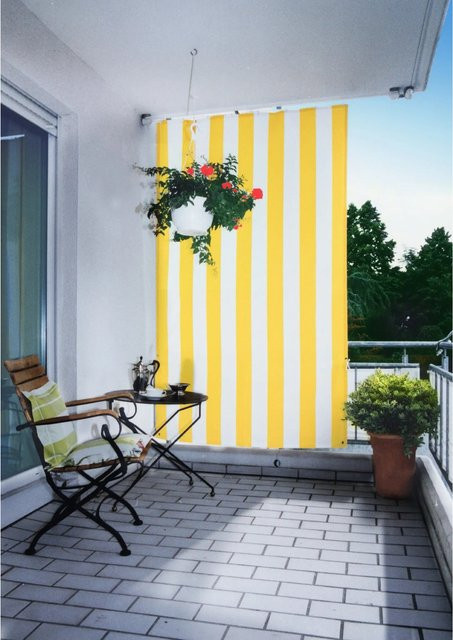 Floracord Senkrechtsonnensegel rechteckig Gelb-Weiß B/H: 140 x 230 cm - Bild 1