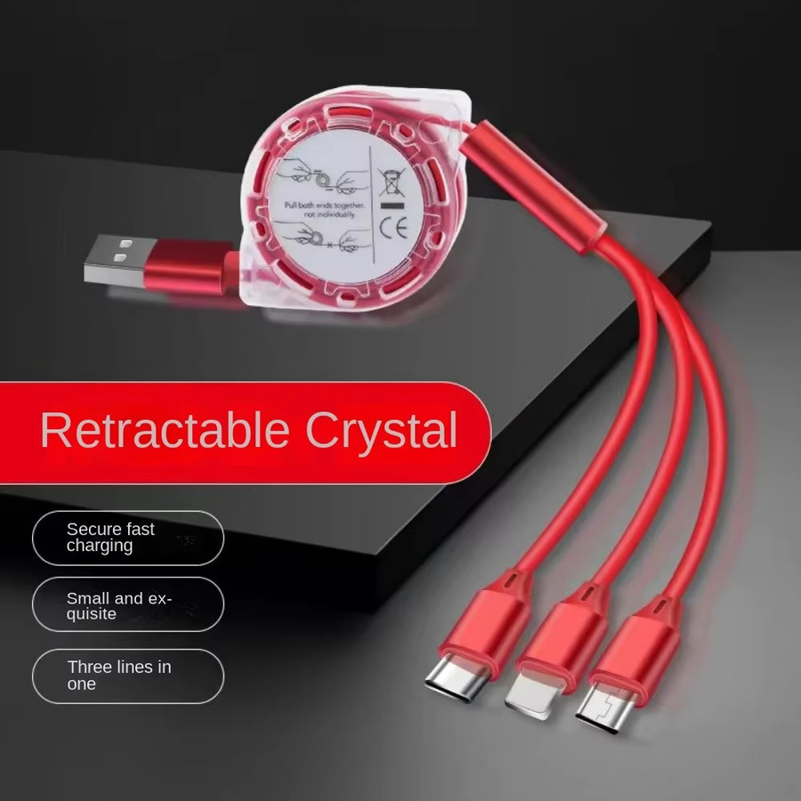 OLOEY 3-in-1 Einziehbares USB-C Ladekabel für Android, Xiaomi, Huawei und Samsung sowie iPhone, Schwarz - Bild 3