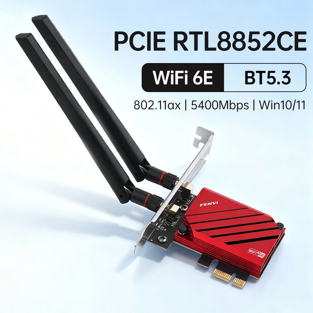 Fenvi WiFi 6E PCIe Netzwerkkarte mit Bluetooth 5.3, Tri-Band 5400Mbps WLAN Adapter für Windows 10/11 - Bild 1