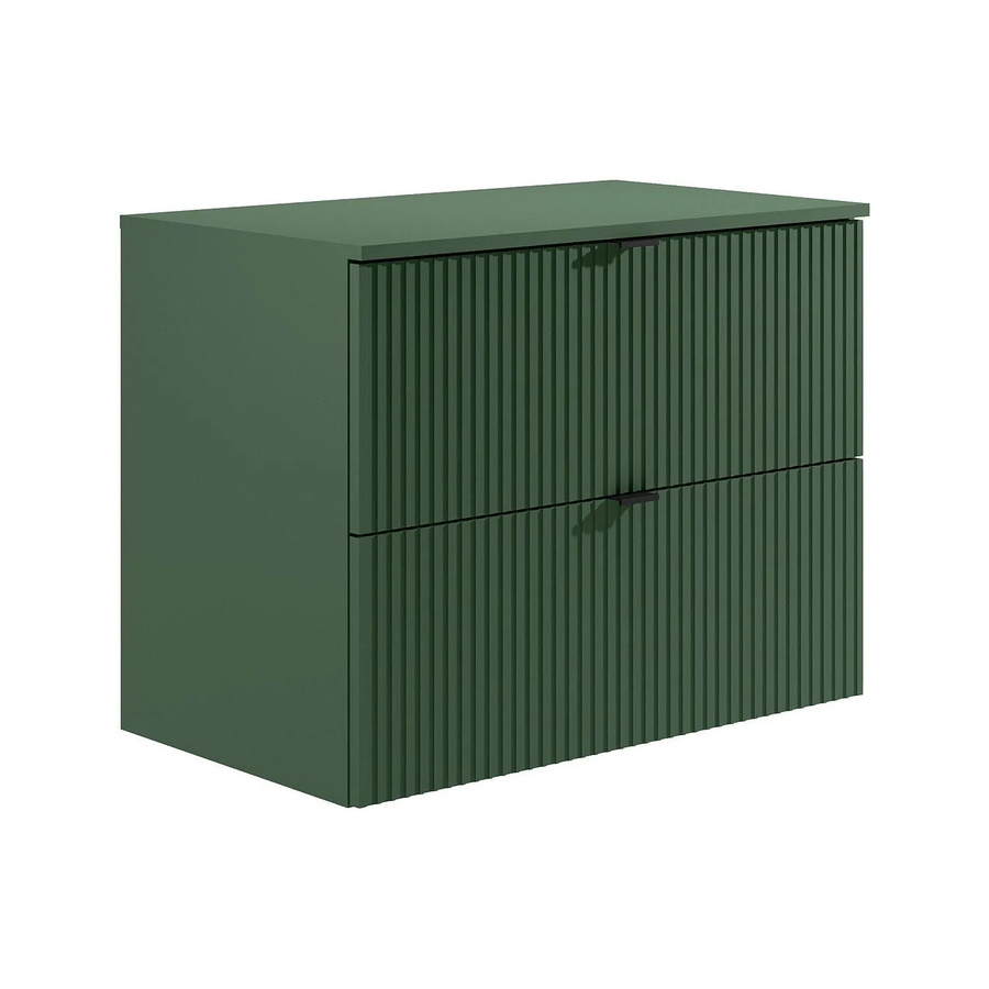 Waschbeckenunterschrank Zevini in Grün mit mattem gestreiftem Design, B/T/H: 80 x 47 x 60 cm - Bild 2