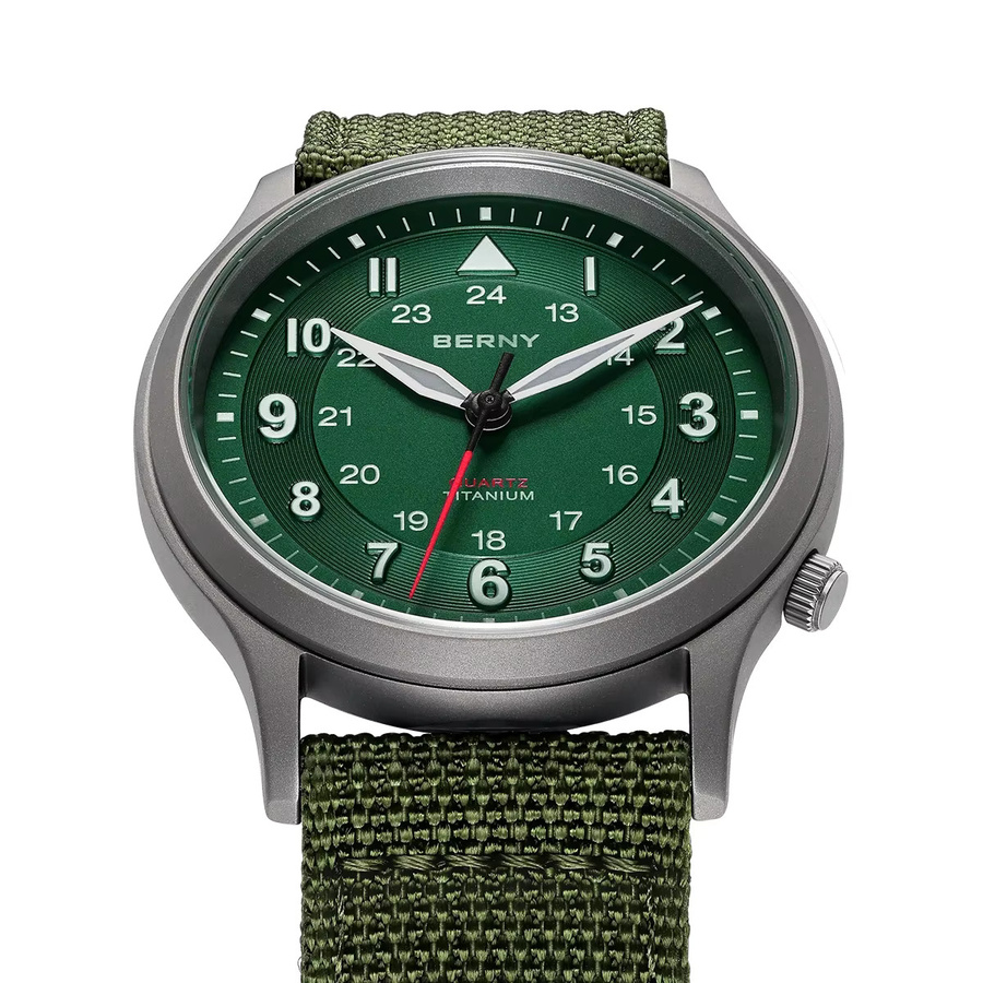 BERNY Armbanduhr Titan, Quarz, Textil/NATO, Grün, Herren - Bild 3