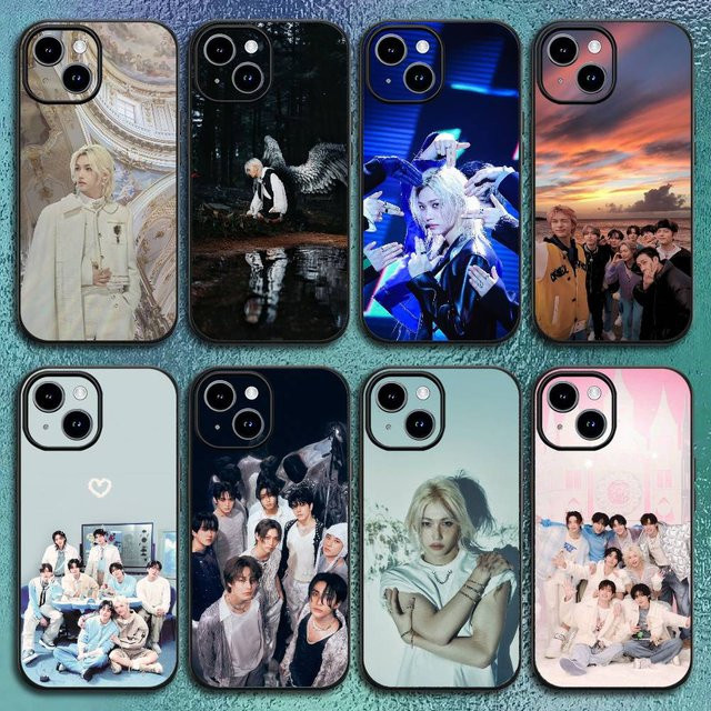Schwarze Softshell Handyhülle für iPhone 12 bis 17 Pro Max Plus mit Stray Kids Kpop Motiv - Bild 1