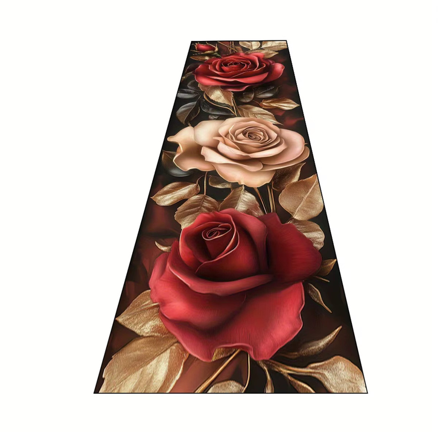 VIKAMA Premium Teppich mit Rosenmuster in Rot für Wohnzimmer, Schlafzimmer oder Küche - Bild 2
