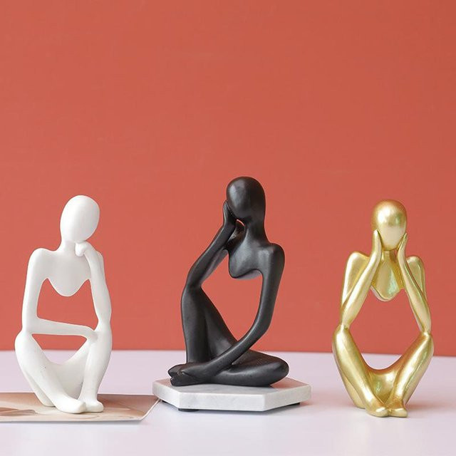 Kesoto Moderne Abstrakte Skulptur Denker Figur aus Harz in Weiß für Home Office und Desktop-Dekoration - Bild 1
