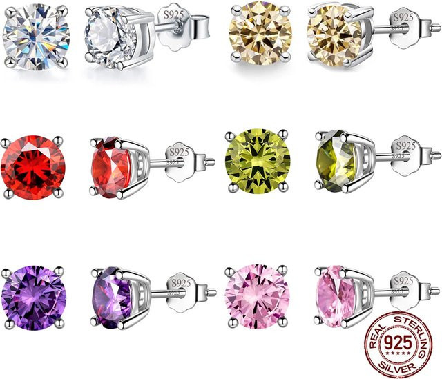 CWWZircons Ohrstecker, 925 Silber, kubischer Zirkon, bunt, Damen - Bild 1
