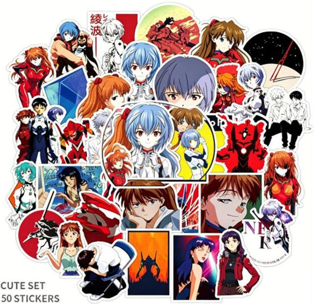 50 Stück Anime Neon Genesis Evangelion Aufkleber von Binchi Outdoor Product, wasserfeste Decals in Multicolour für Handy, Laptop und Thermoskanne - Bild 1