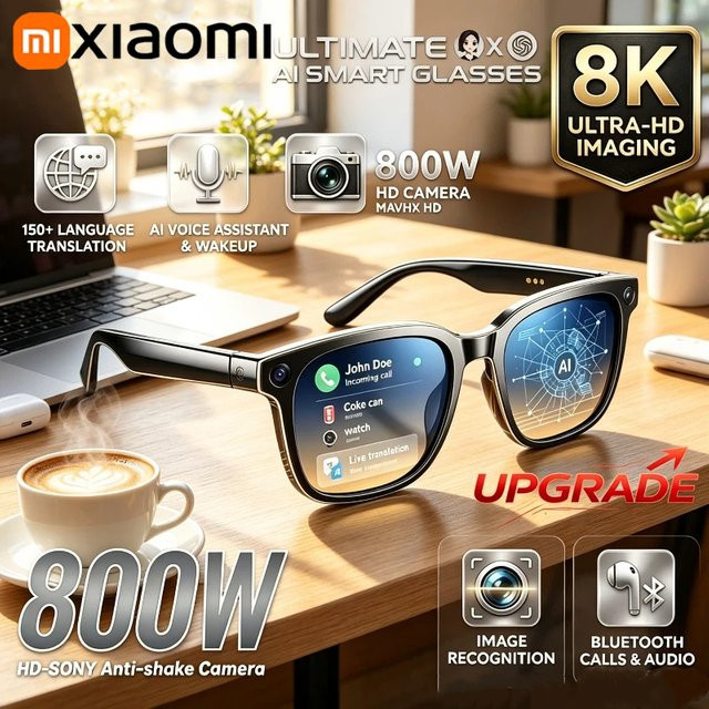 Xiaomi Smart AI-Brille mit 8K HD Action-Kamera, Bluetooth für Sprachanrufe und Übersetzungsfunktion, in Schwarz oder Violett - Bild 1