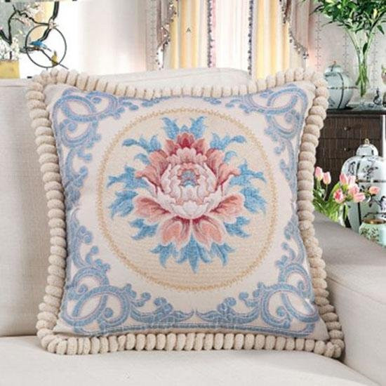 WTEMPO Kissenbezug mit floralem Design, quadratisch, Baumwolle, Mehrfarbig, B/T/H: 48 x 48 x 0 cm - Bild 1