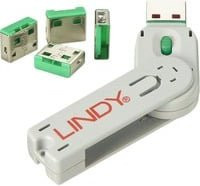 LINDY USB-Lock Diebstahlschutz 4er Set mit Schlüssel in Grün 40451 - Bild 1