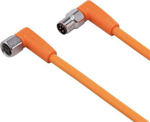 ifm electronic EVT197 Verbindungsleitung mit gewinkeltem Stecker und gewinkeltem Buchsenanschluss, 4-polig, orange, Länge: 0,6 m - Bild 1