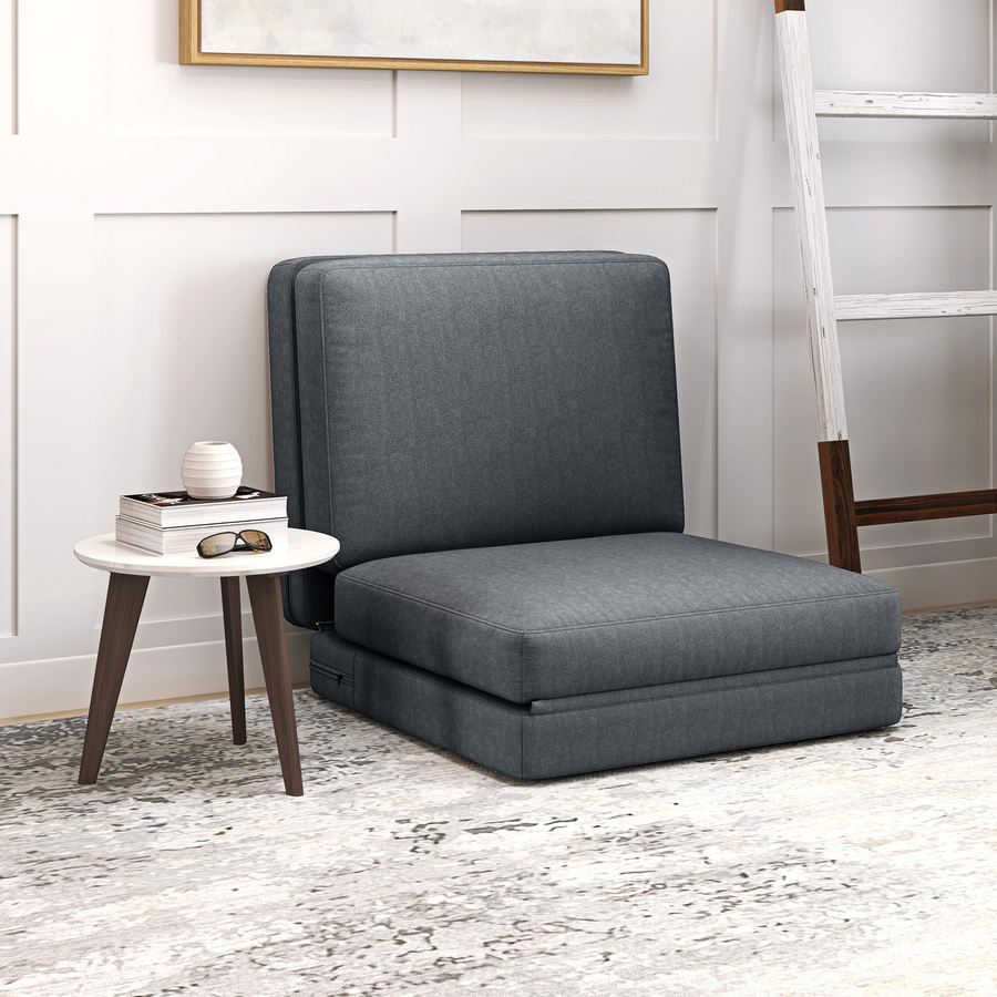 HOMCOM 3-in-1 Klappbares Bodensofa als Schlafsofa mit Samtoptik in Dunkelgrau - Bild 2