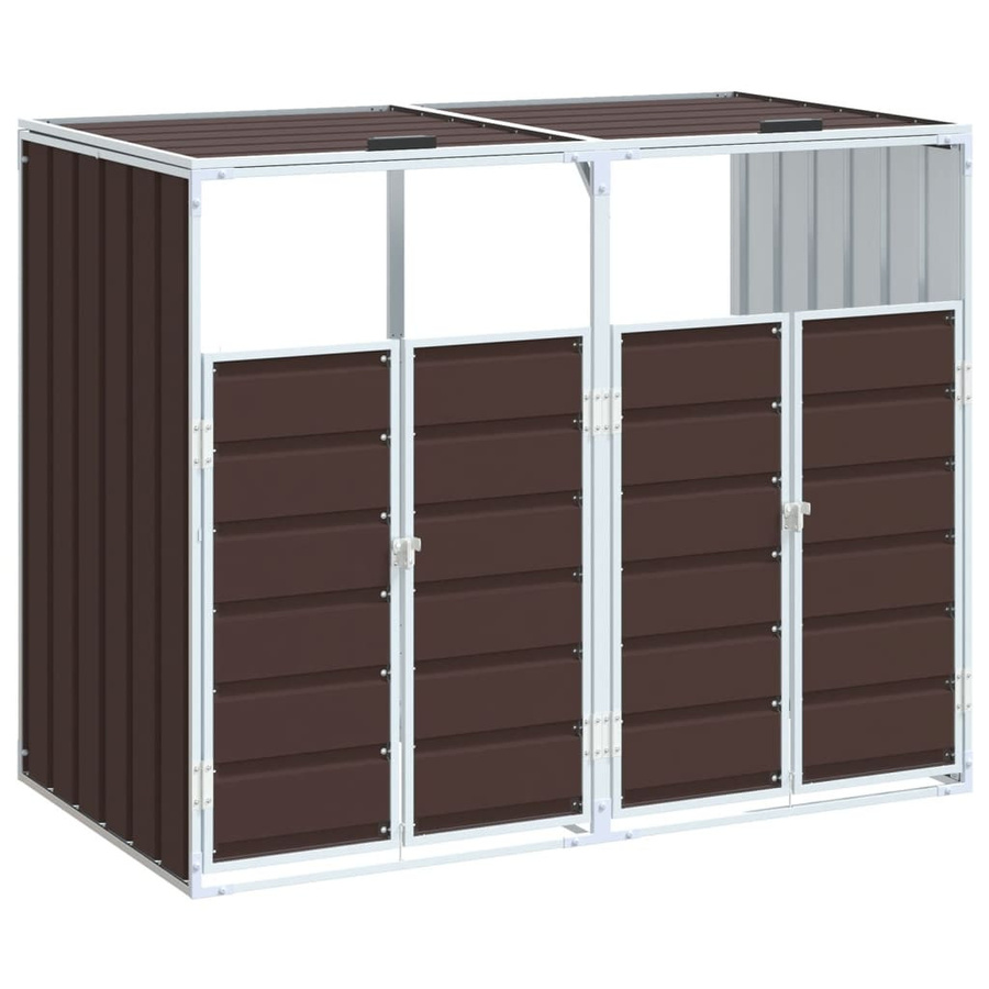 Doppel-Mülltonnenbox aus Stahl für 240L Tonnen in Braun, B/T/H: 144 x 81 x 113 cm - Bild 3