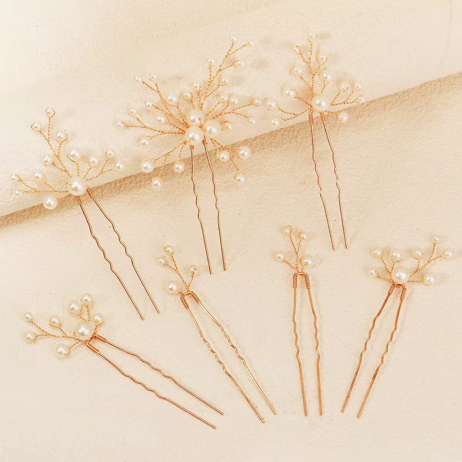 7-teiliges Set Perlen-Haarspangen, Blumen, Damen - Bild 2