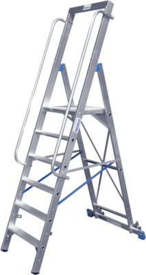 Krause Stehleiter Stabilo mit großer Plattform aus Aluminium, 4 Stufen, Silber, H x B x T: 195 x 85 x 114 cm - Bild 1