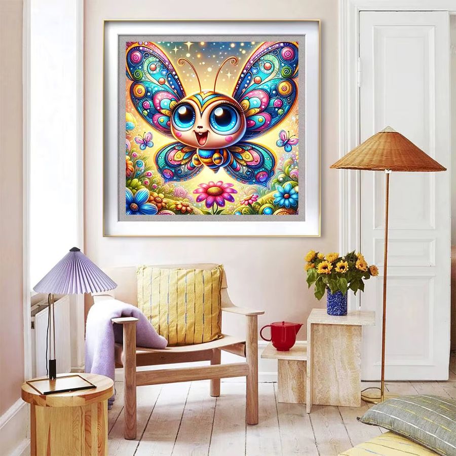 Evershine Diamantmalerei DIY Set mit Schmetterling, Honigbiene und Blumen in Multicolor, Full Round, Breite: 20 cm, Höhe: 20 cm - Bild 3