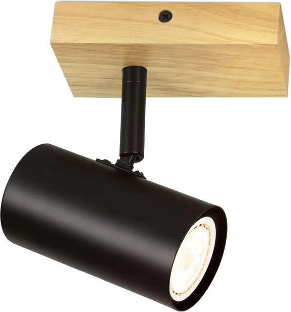 NETTLIFE Retro Deckenleuchte aus Holz und Metall in Schwarz, schwenkbare GU10 Deckenlampe für Flur und Decke, max. 40W - Bild 1