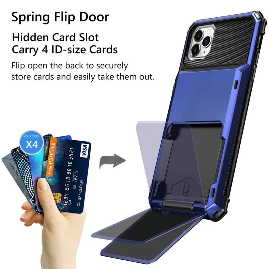 Eurynome Brieftaschen-Hülle für iPhone mit Kartensteckplatz und Hidden Pocket, Armor Hard PC Cover, grau - Bild 3