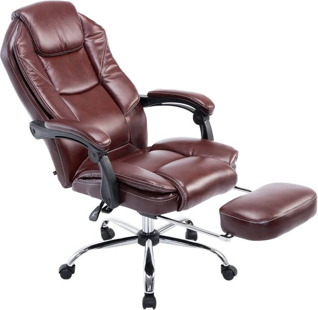 DELUKE Bürostuhl MEDHA in Bordeauxrot aus Kunstleder mit Chromoptik Gestell, B/T/H: 114 x 67 x 64 cm - Bild 1