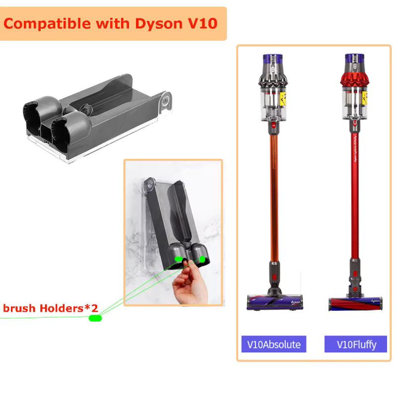 Wandmontierte Ladestation und Aufbewahrungshalter mit Regal für Dyson V10 Staubsauger, Kunststoff, B/T/H: 22,0 x 11,5 x 2,0 cm - Bild 3
