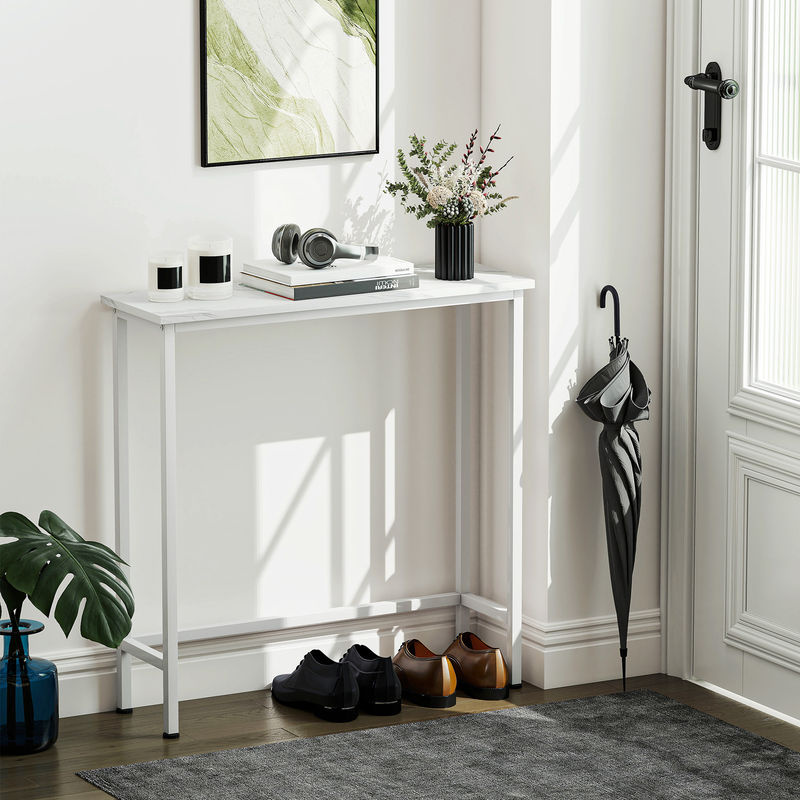 HOMCOM Konsolentisch in Marmoroptik mit verstellbaren Fußpads und Kippschutz, Weiß, B/T/H: 75 x 24 x 76 cm - Bild 2